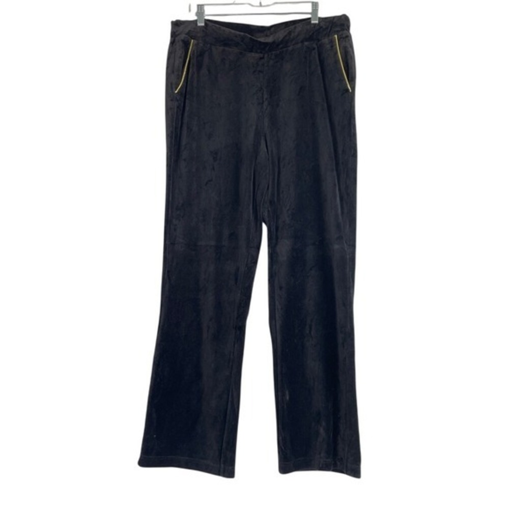 Lauren Ralph Lauren Black Pull On Velvet Pants Straight Leg Size‎ 1X Athleisure
